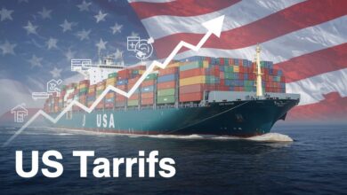 Cargo ship importing goods subject to US tariffs
